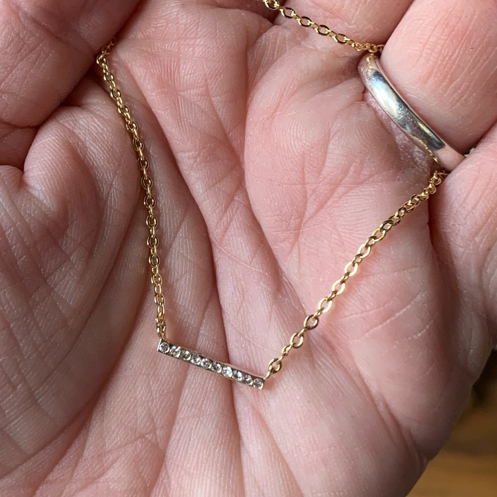 Delicate Pave Bar Gold Necklace